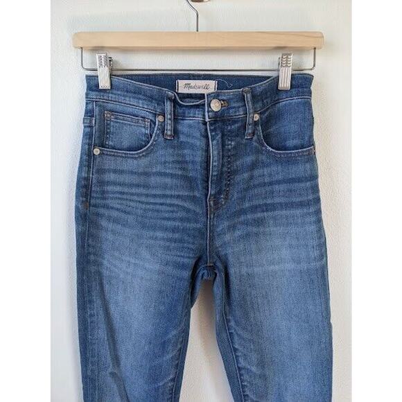 Madewell Womens Size 26 10" High Rise Skinny Jeans Blue Raw Hem Pockets Stretch - Picture 2 of 7